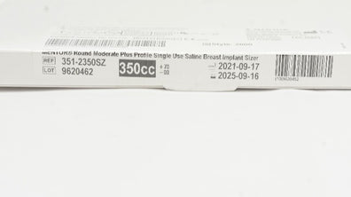 Mentor 351-2350SZ Round +Profile Saline Breast Implant Sizer 350cc -Style 2000